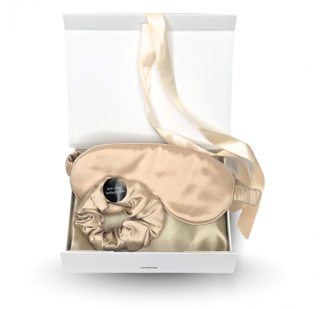Šilkinių aksesuarų dovanų rinkinys „Mulberry Silk Set Beige"