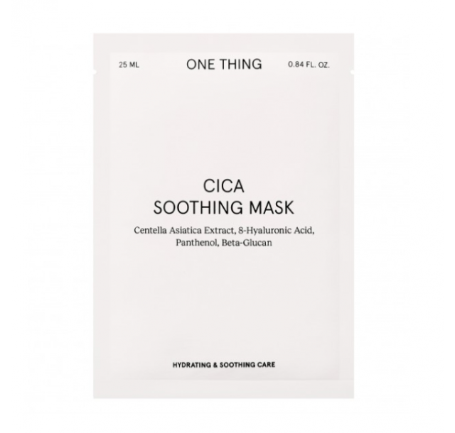 One Thing raminamoji lakštinė veido kaukė su azijine centele ir hialuronu