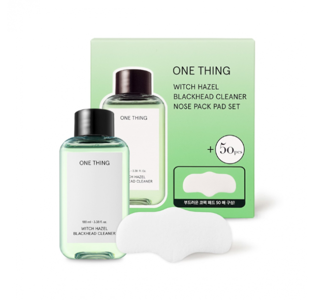 One Thing porų ir inkštirų valymo juostelės su hamameliu, 50 vnt. + 100 ml