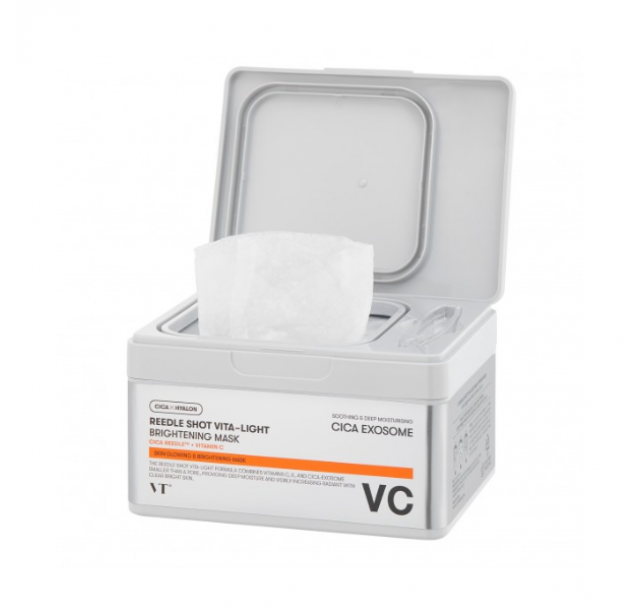 Skaistinamoji lakštinė veido kaukė su vitaminu C, niacinamidu ir glutationu „VT Reedle Shot“, 30 vnt.