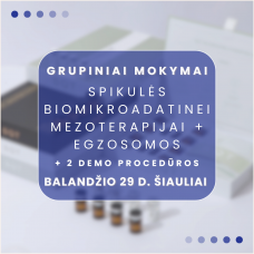 04.29 d. ŠIAULIAI | Spikulės biomikroadatinei mezoterapijai + egzosomos + demonstracijos