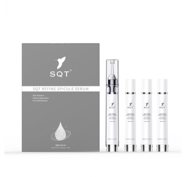 SQT naktinis serumas su spikulėmis mišriai, riebiai odai „Refine“, 4 x 15 ml