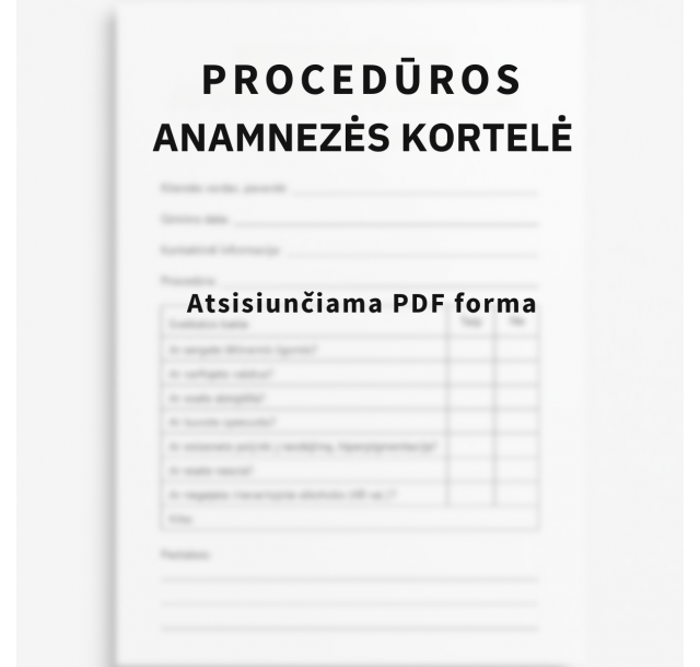 Procedūros anamnezės kortelė
